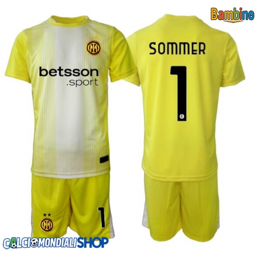 Maglie da calcio Inter Milan Yann Sommer #1 Portiere Seconda Maglia Bambino 2025-26 Manica Corta + Pantaloni corti)